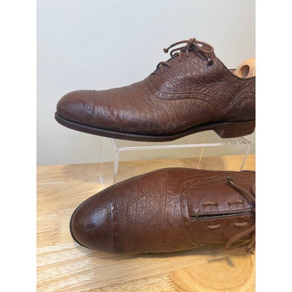 Barker Black Brown Leather Made in England Oxford Dress Shoes Size 9 JL - Picture 2 of 16